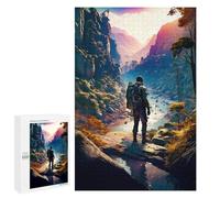 Jigsaw Puzzles 1000 PCS for Teenagerss Lone Traveler in Mountain Valley Jigsaws for Adults Hands-on Game But Fun And Humorous Birthday Present, Gifts, 1000 PCS