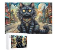Jigsaw Puzzles 1000 PCS for Teenagerss Magical Midnight Cat Town Jigsaws for Adults Hands-on Game But Fun And Humorous Deal As Gifts for The Whole Family 1000 PCS