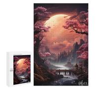 Jigsaw Puzzles 1000 PCS for Teenagerss Mystical Moonlit Sakura Valley Jigsaw for Adults Hands-on Game Wall Art Challenging To Complete 1000 PCS