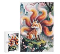 Jigsaw Puzzles 1000 PCS for Teenagerss Nine-tailed Fox in Asian Landscape Puzzles for Adults Fun Games Difficult Hard Challenging To Complete 1000 PCS