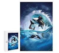 Jigsaw Puzzles 1000 PCS for Teenagerss Orcas Leaping Through Waves Jigsaws for Adults Relax Games Precision Cutting Deal As Gifts for The Whole Family 1000 PCS