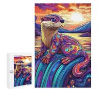 Jigsaw Puzzles 1000 PCS for Teenagerss Otter Waterfall Sunset Jigsaw for Adults Hands-on Game Wall Art Challenging To Complete 1000 PCS