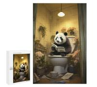 Jigsaw Puzzles 1000 PCS for Teenagerss Panda Reading on Toilet Jigsaws for Adults Relax Games Precision Cutting Deal As Gifts for The Whole Family 1000 PCS
