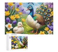 Jigsaw Puzzles 1000 PCS for Teenagerss Peacock Chick Spring Flowers Jigsaws for Adults Hands-on Game But Fun And Humorous Deal As Gifts for The Whole Family 1000 PCS