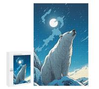 Jigsaw Puzzles 1000 PCS for Teenagerss Polar Bear Under Moonlight Jigsaws for Adults Hands-on Game But Fun And Humorous Deal As Gifts for The Whole Family 1000 PCS