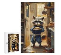 Jigsaw Puzzles 1000 PCS for Teenagerss Raccoon Baker with Cookies Painting Jigsaw for Adults Hands-on Game But Fun And Humorous for Birthday, Chrismas 1000 PCS