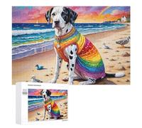 Jigsaw Puzzles 1000 PCS for Teenagerss Rainbow Dalmatian on Beach Jigsaw Puzzle DIY Toys A Work of Art Deal As Gifts for The Whole Family 1000 PCS