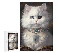 Jigsaw Puzzles 1000 PCS for Teenagerss Regal White Cat Portrait -4 Jigsaws for Adults Hands-on Game But Fun And Humorous Birthday Present, Gifts, 1000 PCS