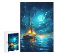 Jigsaw Puzzles 1000 PCS for Teenagerss Sailboat Under Moonlight Jigsaws for Adults Relax Games Precision Cutting Deal As Gifts for The Whole Family 1000 PCS