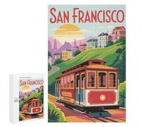 Jigsaw Puzzles 1000 PCS for Teenagerss San Francisco Cable Car Travel Jigsaws for Adults Toy Wall Decor Difficult Hard Challenging To Complete 1000 PCS
