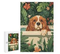 Jigsaw Puzzles 1000 PCS for Teenagerss Spaniel Cavalier Dog in A Bath Tub Jigsaws for Adults Toy Wall Decor Difficult Hard Challenging To Complete 1000 PCS