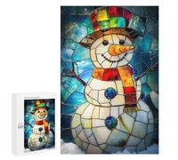 Jigsaw Puzzles 1000 PCS for Teenagerss Stained Glass Snowman Jigsaw for Adults Hands-on Game But Fun And Humorous for Birthday, Chrismas 1000 PCS