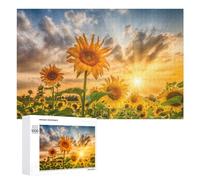 Jigsaw Puzzles 1000 PCS for Teenagerss Sunflower Field at Sunset-2 Jigsaws for Adults Hands-on Game But Fun And Humorous Deal As Gifts for The Whole Family 1000 PCS