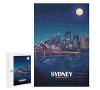 Jigsaw Puzzles 1000 PCS for Teenagerss Sydney Australia Night Skyline Illustration Adult Jigsaw Puzzle DIY Toys For Family Fun Educational Challenge 1000 PCS