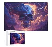 Jigsaw Puzzles 1000 PCS for Teenagerss Thunderstorm Skull Artwork Adult Puzzles Relax Games Wall Art Deal As Gifts for The Whole Family 1000 PCS