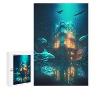 Jigsaw Puzzles 1000 PCS for Teenagerss Underwater Castle with Sharks Jigsaw for Adults Hands-on Game But Fun And Humorous for Birthday, Chrismas 1000 PCS