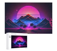 Jigsaw Puzzles 1000 PCS for Teenagerss Vibrant Neon Desert Sunset Landscape Jigsaw Puzzle DIY Toys A Work of Art Deal As Gifts for The Whole Family 1000 PCS