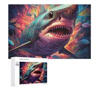 Jigsaw Puzzles 1000 PCS for Teenagerss Whimsical Shark in Vibrant Underwater Scene Jigsaw Puzzle DIY Toys A Work of Art Deal As Gifts for The Whole Family 1000 PCS