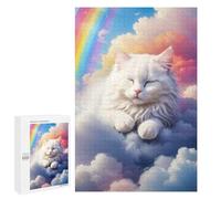 Jigsaw Puzzles 1000 PCS for Teenagerss White Cat Sleeping Clouds Adult Jigsaw Puzzle Family Game A Work of Art Deal As Gifts for The Whole Family 1000 PCS