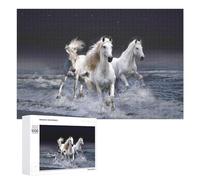 Jigsaw Puzzles 1000 PCS for Teenagerss White Horses Galloping on The Beach Jigsaws for Adults Hands-on Game But Fun And Humorous Deal As Gifts for The Whole Family 1000 PCS