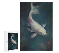 Jigsaw Puzzles 1000 PCS for Teenagerss White Koi Fish Painting Jigsaws for Adults Toy Wall Decor Difficult Hard Challenging To Complete 1000 PCS