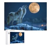 Jigsaw Puzzles 1000 PCS for Teenagerss Winter Wolves Howling at Moon Jigsaws for Adults Hands-on Game But Fun And Humorous Deal As Gifts for The Whole Family 1000 PCS