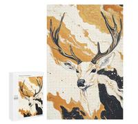Jigsaw Puzzles 1000 PCS Golden Deer Abstract Art Jigsaws for Adults Puzzle Pattern Assembly Educational Challenge Birthday And Unique Gifts 1000 PCS