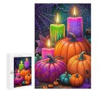 Jigsaw Puzzles 1000 PCS Halloween Candles And Pumpkins Jigsaws for Adults Puzzle But Fun And Humorous Every Piece Is Unique - Family Fun & Game Night 1000 PCS