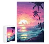 Jigsaw Puzzles 1000 PCS Hawaii Retro Waves Pixel Teenagers Puzzles Relax Games Difficult Challenge Unique Birthday And Xmas Gifts 1000 PCS