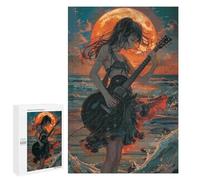 Jigsaw Puzzles 1000 PCS Moonlit Guitarist by The Sea Jigsaws for Adults Puzzle Pattern Assembly Educational Challenge Birthday And Unique Gifts 1000 PCS