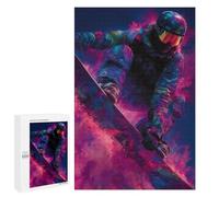 Jigsaw Puzzles 1000 PCS Neon Snowboarder Extreme Winter Sports Art Jigsaws for Adults Puzzle Pattern Assembly Educational Challenge Birthday And Unique Gifts 1000 PCS
