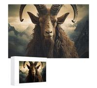 Jigsaw Puzzles 1000 PCS Personalized Wooden Puzzle Goat Looking Into Camera Puzzles for Adults Photos Picture Puzzle for Family Wedding Christmas Anniversay Birthday Gifts