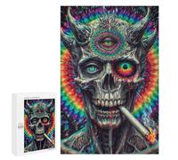 Jigsaw Puzzles 1000 PCS Psychedelic Demon Skull Art Print Jigsaw for Teenagers Improve Memory Difficult And Challenge Brainteaser Family Games 1000 PCS
