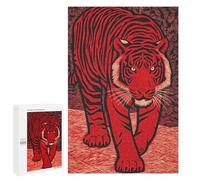 Jigsaw Puzzles 1000 PCS Red Tiger Art Print Jigsaw for Teenagers Improve Memory Difficult And Challenge Brainteaser Family Games 1000 PCS