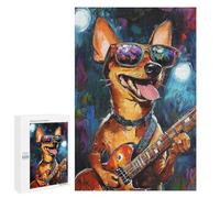 Jigsaw Puzzles 1000 PCS Rock Star Dog Guitar Painting -5 Jigsaws for Adults Puzzle But Fun And Humorous Every Piece Is Unique - Family Fun & Game Night 1000 PCS