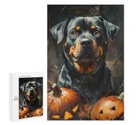 Jigsaw Puzzles 1000 PCS Rottweiler Halloween Portrait Jigsaws for Adults Puzzle Pattern Assembly Educational Challenge Birthday And Unique Gifts 1000 PCS