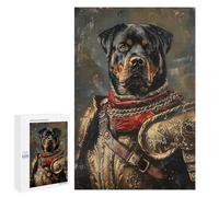 Jigsaw Puzzles 1000 PCS Rottweiler in Armor Painting Jigsaws for Adults Puzzle Pattern Assembly Educational Challenge Birthday And Unique Gifts 1000 PCS
