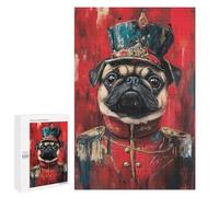 Jigsaw Puzzles 1000 PCS Royal Pug Portrait Print Jigsaws for Adults Puzzle Pattern Assembly Educational Challenge Birthday And Unique Gifts 1000 PCS