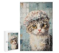 Jigsaw Puzzles 1000 PCS Shower Cat Bath Time Fun Jigsaw for Teenagers Improve Memory Difficult And Challenge Brainteaser Family Games 1000 PCS