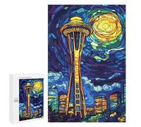 Jigsaw Puzzles 1000 PCS Stained Glass Seattle Skyline Jigsaws for Adults Puzzle But Fun And Humorous Every Piece Is Unique - Family Fun & Game Night 1000 PCS
