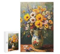 Jigsaw Puzzles 1000 PCS Sunflower Bouquet in Vase Jigsaws for Adults Puzzle Pattern Assembly Educational Challenge Birthday And Unique Gifts 1000 PCS