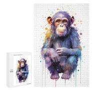 Jigsaw Puzzles 1000 PCS Watercolor Monkey Painting Teenagers Puzzles Relax Games Difficult Challenge Unique Birthday And Xmas Gifts 1000 PCS