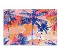Jigsaw Puzzles 1000 Piece Adult Game Tech Gifts Fun Puzzle for Adults Animal Painting Decor Tropical Sunset Palm Tree Pink, 29.5x19.7 Inch