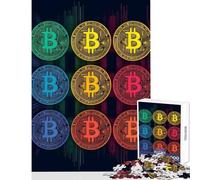 Jigsaw Puzzles 1000 Piece for Adults Abstract Bitcoin Symbols Practical Game Improve Memory Anti-Stress Toys Parent-child Interaction (52X38cm)