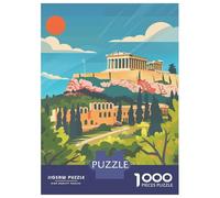 Jigsaw Puzzles 1000 Piece for Adults Acropolis Athens Illustration Puzzle for Adults Family Games Enhance Memory Educational Challenge 38x26cm/1000pcs