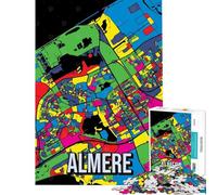 Jigsaw Puzzles 1000 Piece for Adults Almere Pop Art Abstract Netherlands City Map Family Games Toys Educational Games Secret Santa Gifts Home Decoration (size 38x26cm)