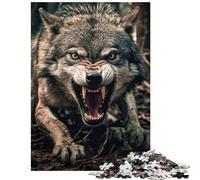 Jigsaw Puzzles 1000 Piece for Adults Angry Wolf Challenging To Complete Stress Reliever Educational Toy for And from 14 Years And over (38x52cm)