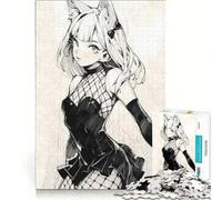 Jigsaw Puzzles 1000 Piece for Adults Anime Cat Girl Sketch, Brain Teaser Game, Stress Reliever, Every Piece Is Unique 38x52cm