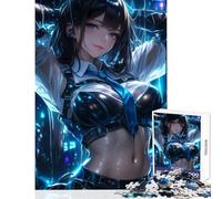 Jigsaw Puzzles 1000 Piece for Adults Anime Girl in Blue And Black Under Raining Educational Toy Gift For Birthdays Relaxing Games Every Piece Is Unique - Size 50x75cm