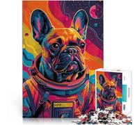 Jigsaw Puzzles 1000 Piece for Adults Astronaut French Bulldog Präzisionsschnitt einzigartiges Herausforderungsspiel52x38cm